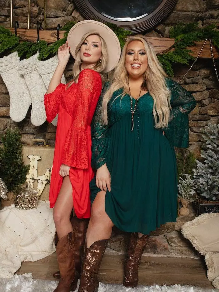 D & J Industries Sale! The Delilah Bohemian Dress - RED