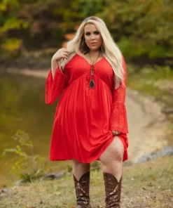 D & J Industries Sale! The Delilah Bohemian Dress - RED