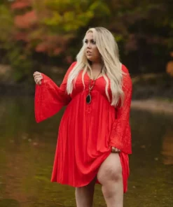 D & J Industries Sale! The Delilah Bohemian Dress - RED
