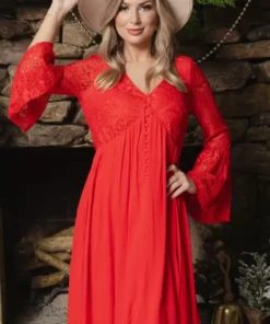 D & J Industries Sale! The Delilah Bohemian Dress - RED