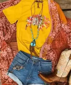 Benita Ceceille The Drifter Buffalo Tee - Mustard