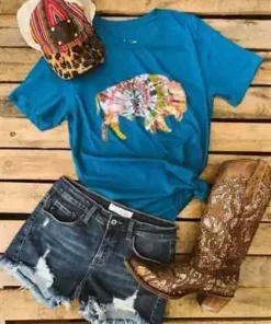 Benita Ceceille Tees The Drifter Buffalo Tee - Ocean Blue