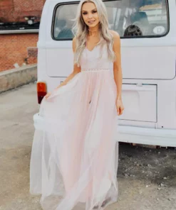 D & J Industries The Way You Sparkle Dress - Pale Peach