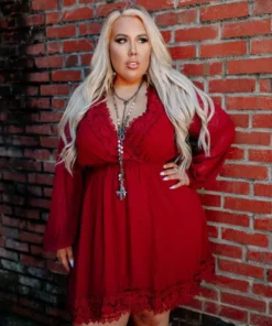 D & J Industries This One's For The Ladies Dress - Cherry Red Sale!