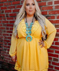 D & J Industries This One's For The Ladies Dress - Mustard Sale!