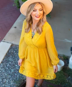 D & J Industries This One's For The Ladies Dress - Mustard Sale!