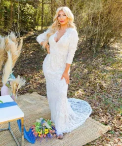 D & J Industries Tie The Knot Dress With Train