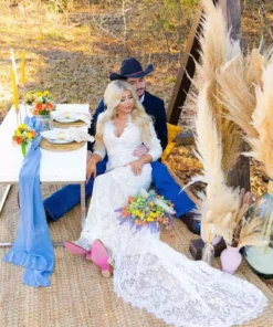 D & J Industries Tie The Knot Dress With Train