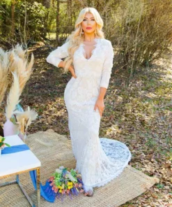 D & J Industries Tie The Knot Dress With Train