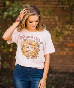 Bling-A-Gogo Tees Trouble Child Tee - Blonde