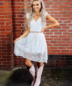 D & J Industries Twirl You Around Dress - White