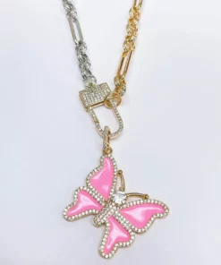 Treasure Jewels, Inc. Precious Two Toned Pink Butterfly Necklace New Arrivals