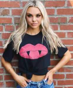 Miss Mud Pie Tees Vampire Lips Tee - Black
