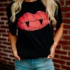Miss Mud Pie Tees Vampire Lips Tee - Black