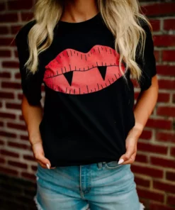 Miss Mud Pie Tees Vampire Lips Tee - Black