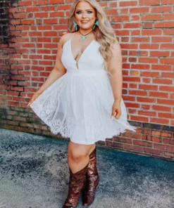 D & J Industries Wide Open Hearts Dress - White