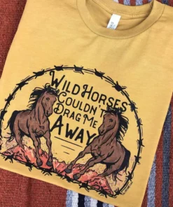 Miss Mud Pie Wild Hearts Couldnt Drag Me Away Tee - Mustard