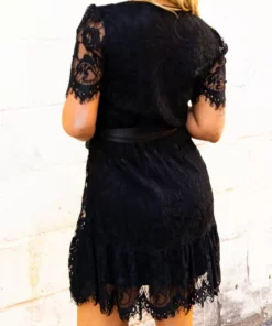 D & J Industries Wrapped Up In Your Arms Lace Dress - Black