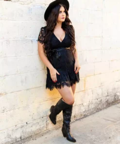 D & J Industries Wrapped Up In Your Arms Lace Dress - Black