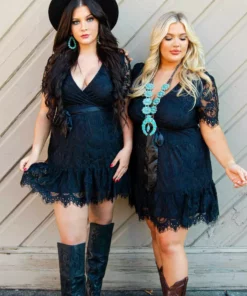 D & J Industries Wrapped Up In Your Arms Lace Dress - Black