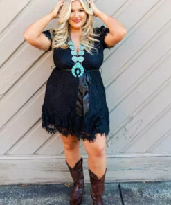 D & J Industries Wrapped Up In Your Arms Lace Dress - Black