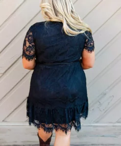 D & J Industries Wrapped Up In Your Arms Lace Dress - Black