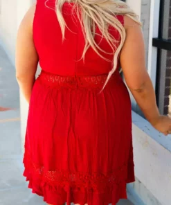 D & J Industries You Deserve It — Boho Mini Dress In Red Sale!