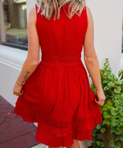 D & J Industries You Deserve It — Boho Mini Dress In Red Sale!