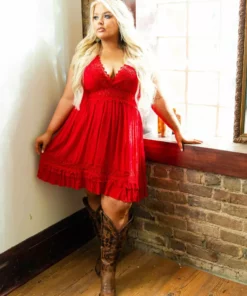 D & J Industries You Deserve It — Boho Mini Dress In Red Sale!