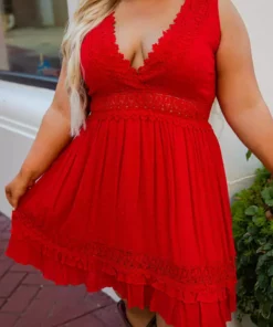 D & J Industries You Deserve It — Boho Mini Dress In Red Sale!