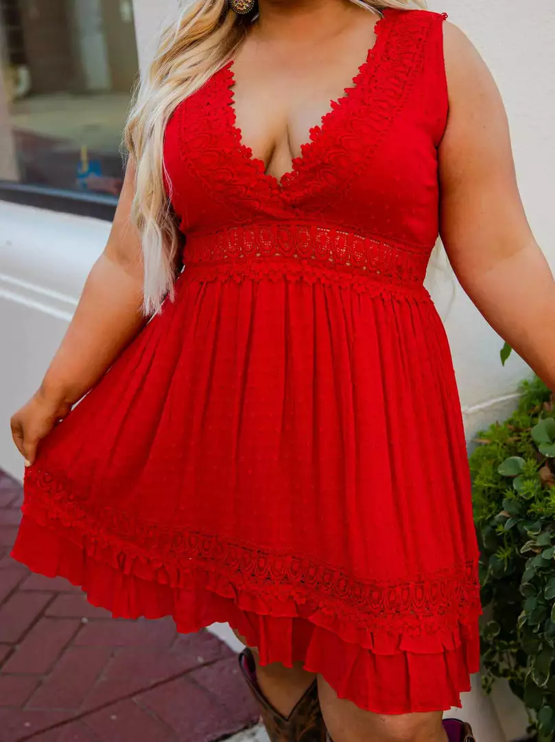 D & J Industries You Deserve It — Boho Mini Dress In Red Sale!