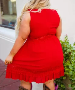 D & J Industries You Deserve It — Boho Mini Dress In Red Sale!