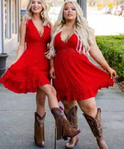 D & J Industries You Deserve It — Boho Mini Dress In Red Sale!