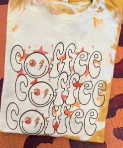 Miss Mud Pie Groovy Coffee T-shirt - Mustard Bleach New Arrivals