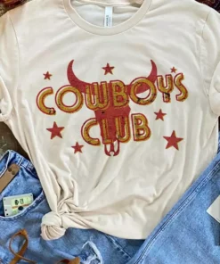 Miss Mud Pie Cowboys Club Tee - Cream Clothing