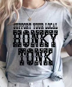 Miss Mud Pie Support Your Local Honky Tonk — Country Girl T-Shirt In Gray Clothing