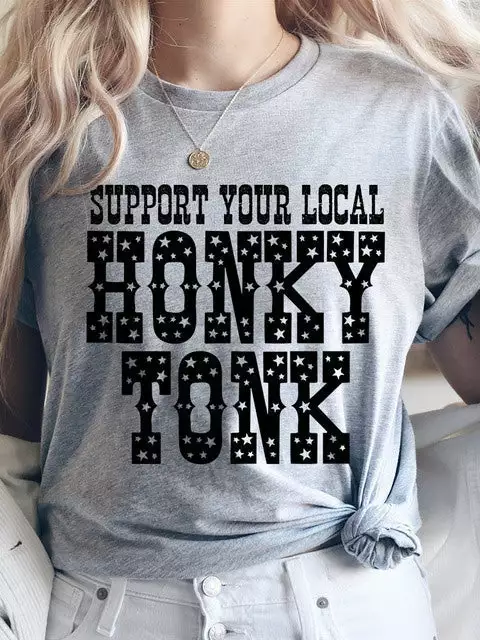 Miss Mud Pie Support Your Local Honky Tonk — Country Girl T-Shirt In Gray Clothing
