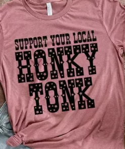 Miss Mud Pie Support Your Local Honky Tonk — Country Girl T-Shirt In Dark Pink