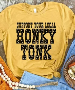 Miss Mud Pie Support Your Local Honky Tonk — Country Girl T-Shirt In Yellow