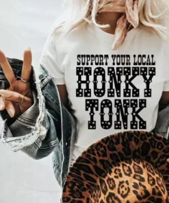 Miss Mud Pie Support Your Local Honky Tonk — Country Girl T-Shirt In White Clothing