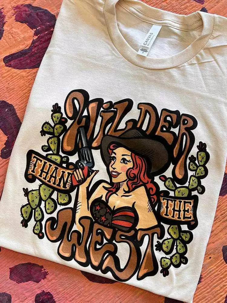 Miss Mud Pie Clothing Wilder Than The West T-shirt - Cream